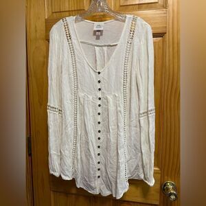 Knox Rose White Long Sleeve Embellished Blouse